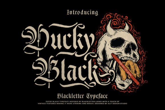 Ducky Black: A Vintage Blackletter Stencil Typeface